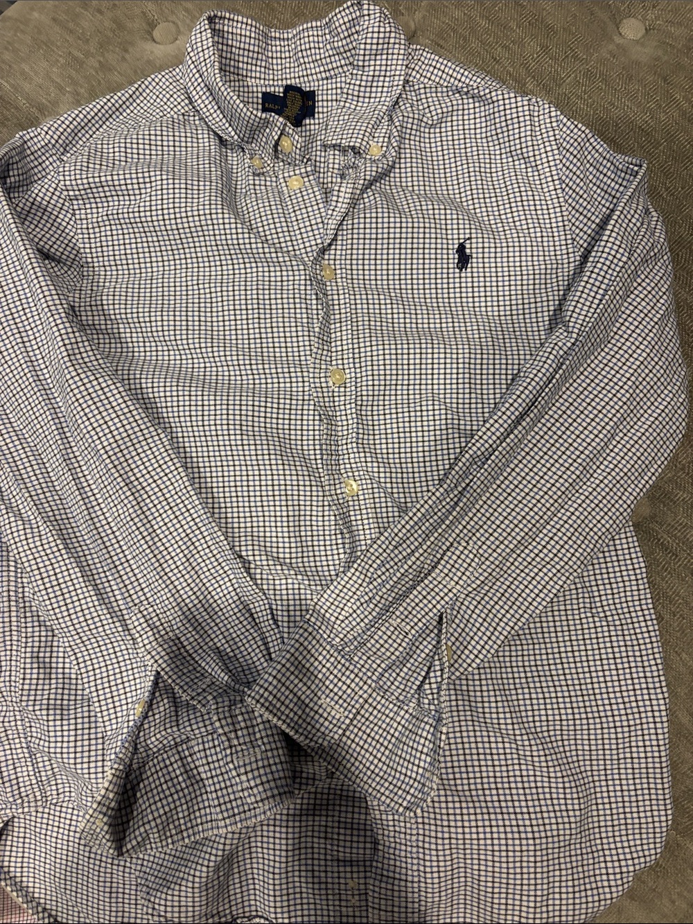 Polo by Ralph Lauren Kids White and Navy Check Button-Down Shirt